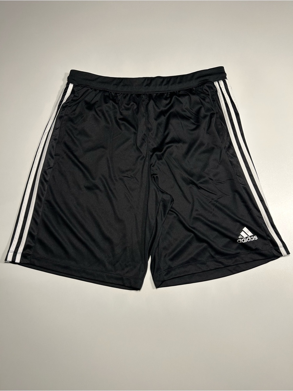 adidas Black White 3 Stripe Athletic Training Soccer Shorts L